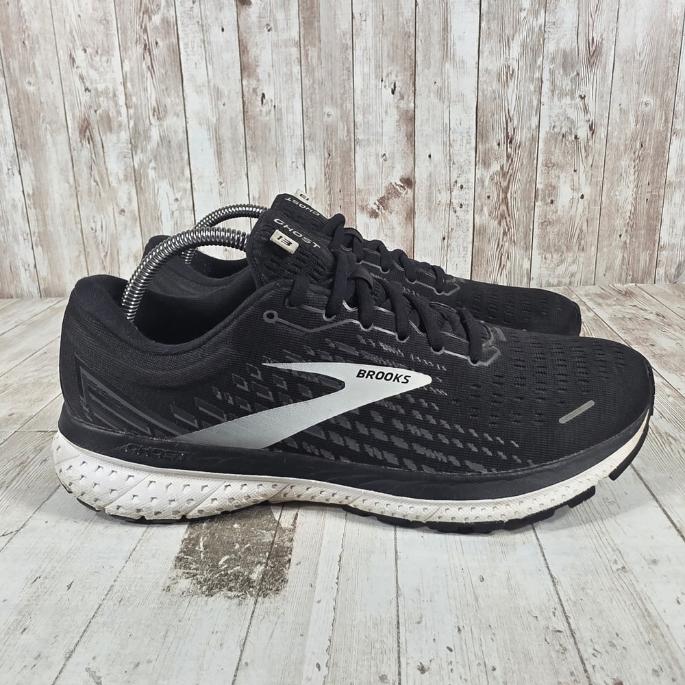 Brooks Ghost 13 Womens Running Shoes Black White Silver 1203381B012 Size 11 B